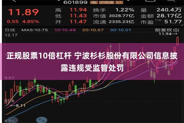 正规股票10倍杠杆 宁波杉杉股份有限公司信息披露违规受监管处罚