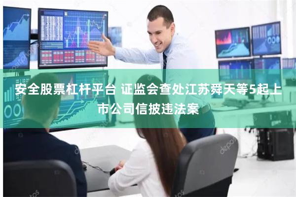 安全股票杠杆平台 证监会查处江苏舜天等5起上市公司信披违法案