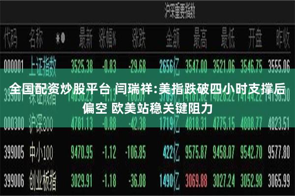 全国配资炒股平台 闫瑞祥:美指跌破四小时支撑后偏空 欧美站稳关键阻力