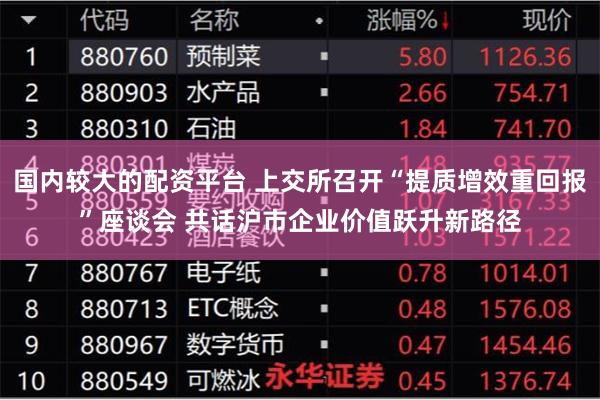 国内较大的配资平台 上交所召开“提质增效重回报”座谈会 共话